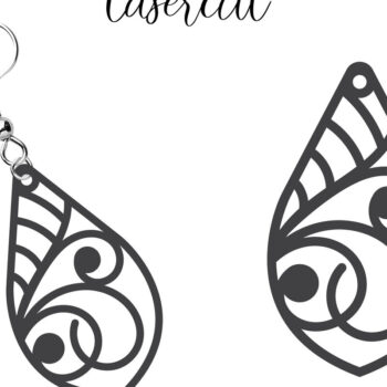 Intra απο ξύλο plywood  Χρώμα wenge 3mm-4mm πάχος - Σκουλαρίκι LaserCut Δίασταση 3x3 cm INTRAFABR-48633882 - Image 1