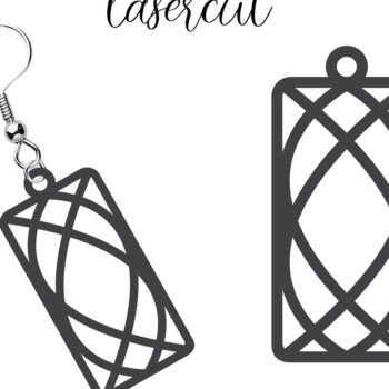 Intra απο ξύλο plywood  Χρώμα wenge 3mm-4mm πάχος - Σκουλαρίκι LaserCut Δίασταση 3x3 cm INTRAFABR-48798364 - Image 1