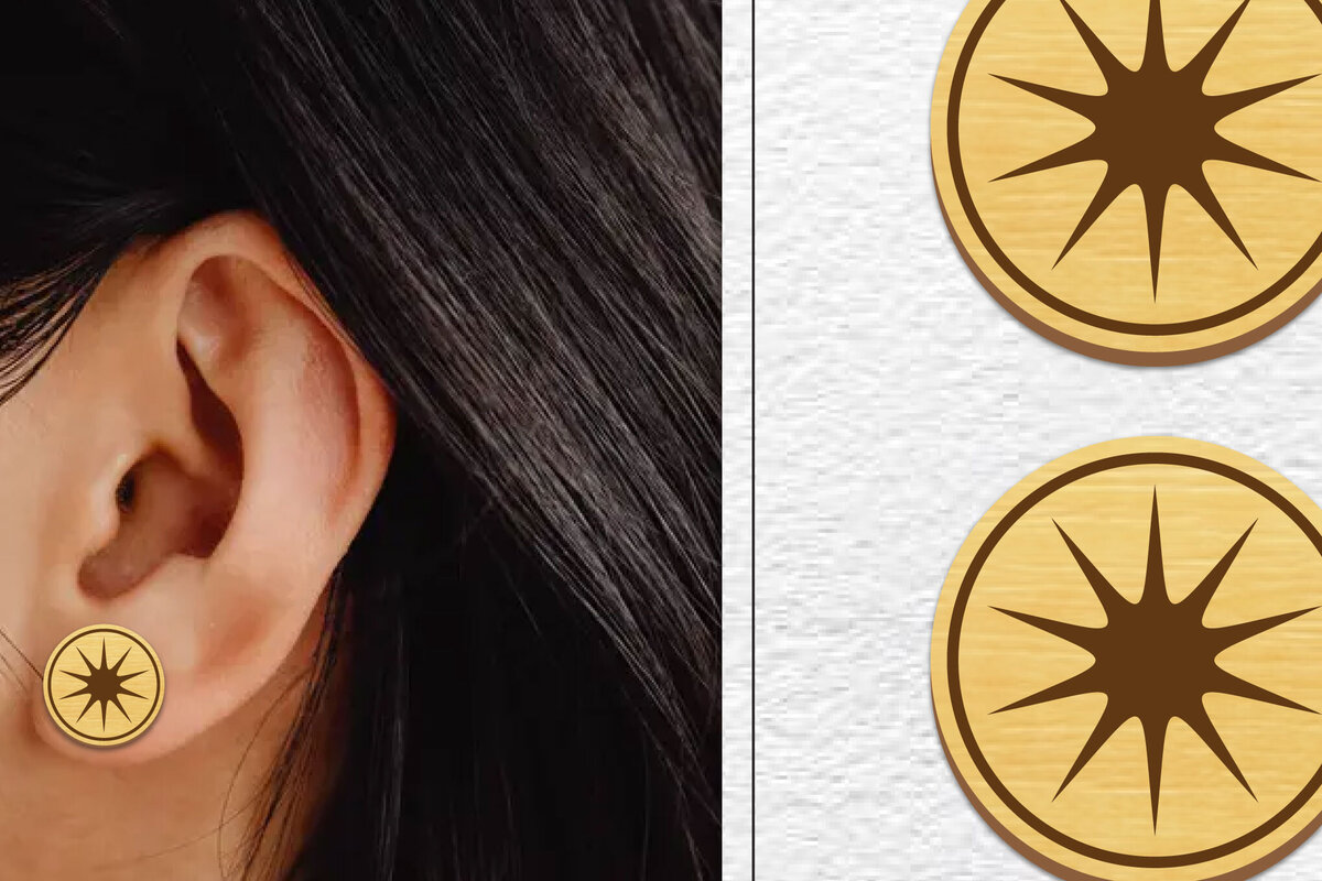 Intra απο ξύλο plywood  Χρώμα wenge 3mm-4mm πάχος - Σκουλαρίκια μαγνήτης κοπής λέιζερ | Καρφιά Δίασταση 3x3 cm INTRAFABR-81521082