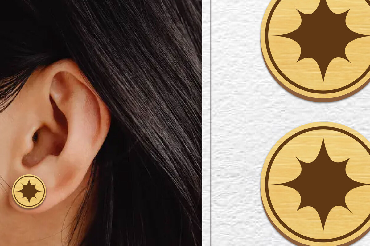 Intra απο ξύλο plywood  Χρώμα wenge 3mm-4mm πάχος - Σκουλαρίκια μαγνήτης κοπής λέιζερ | Καρφιά Δίασταση 3x3 cm INTRAFABR-47711219