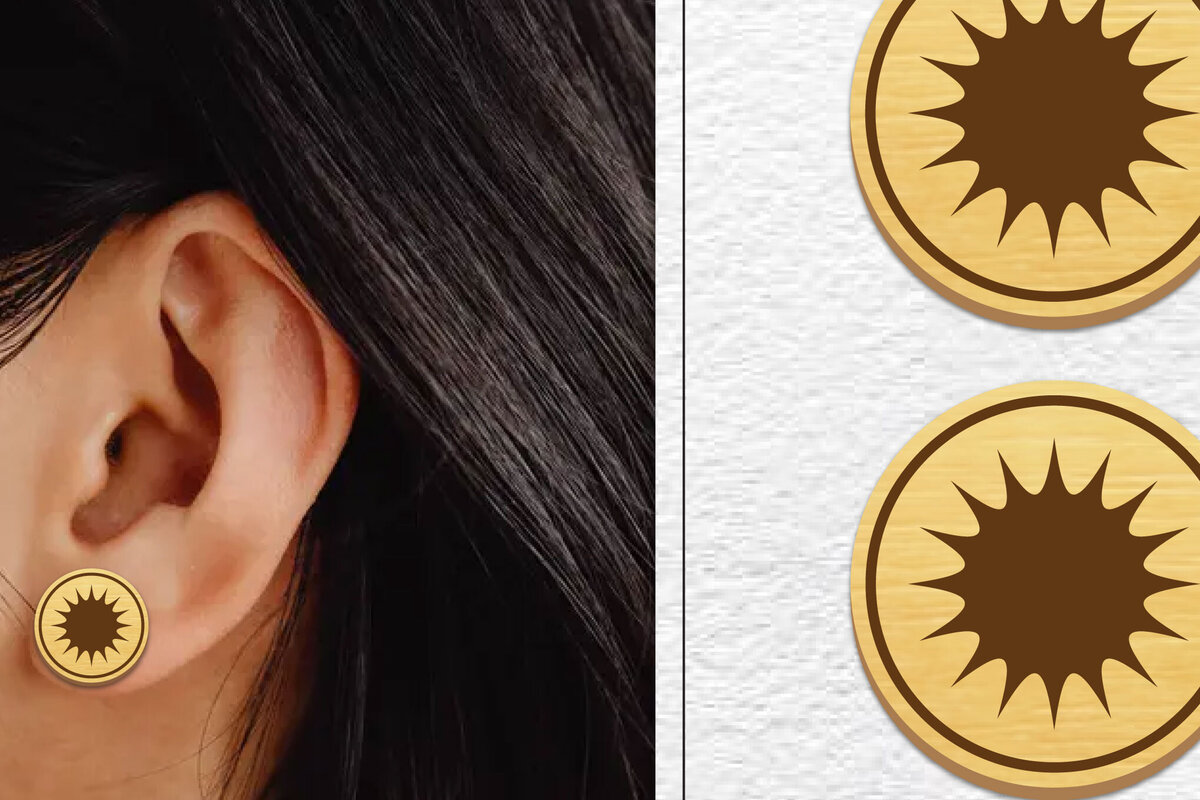 Intra απο ξύλο plywood  Χρώμα wenge 3mm-4mm πάχος - Σκουλαρίκια μαγνήτης κοπής λέιζερ | Καρφιά Δίασταση 3x3 cm INTRAFABR-85210587