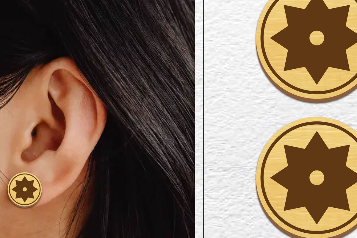 Intra απο ξύλο plywood  Χρώμα wenge 3mm-4mm πάχος - Σκουλαρίκια μαγνήτης κοπής με λέιζερ | Καρφιά Δίασταση 3x3 cm INTRAFABR-38534180