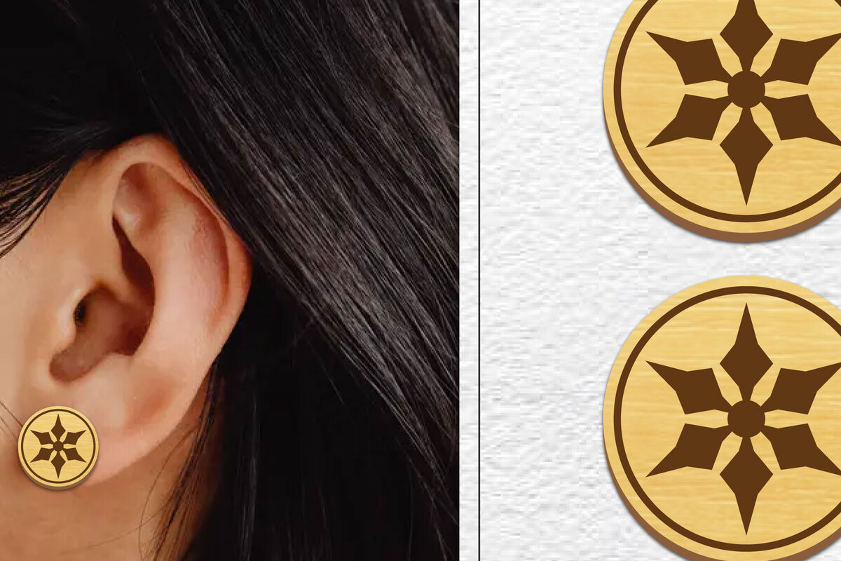 Intra απο ξύλο plywood  Χρώμα wenge 3mm-4mm πάχος - Σκουλαρίκια μαγνήτης κοπής με λέιζερ | Καρφιά Δίασταση 3x3 cm INTRAFABR-38672103