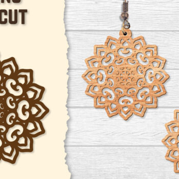 Intra απο ξύλο plywood Χρώμα wenge 3mm-4mm πάχος - Σκουλαρίκια Mandala Lasercut BNDLES Δίασταση 3x3 cm INTRAFABR-108054104 - Image 8