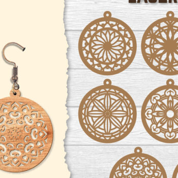 Intra απο ξύλο plywood Χρώμα wenge 3mm-4mm πάχος - Σκουλαρίκια Mandala Lasercut BNDLES Δίασταση 3x3 cm INTRAFABR-108567599 - Image 1