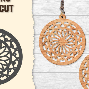 Intra απο ξύλο plywood Χρώμα wenge 3mm-4mm πάχος - Σκουλαρίκια Mandala Lasercut BNDLES Δίασταση 3x3 cm INTRAFABR-108567599 - Image 2