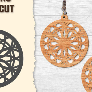 Intra απο ξύλο plywood Χρώμα wenge 3mm-4mm πάχος - Σκουλαρίκια Mandala Lasercut BNDLES Δίασταση 3x3 cm INTRAFABR-108567599 - Image 3