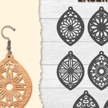 Intra απο ξύλο plywood  Χρώμα wenge 3mm-4mm πάχος - Σκουλαρίκια Mandala Lasercut BNDLES Δίασταση 3x3 cm INTRAFABR-108567632 - Image 1