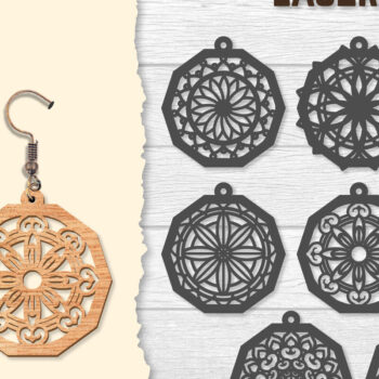 Intra απο ξύλο plywood  Χρώμα wenge 3mm-4mm πάχος - Σκουλαρίκια Mandala Lasercut BNDLES Δίασταση 3x3 cm INTRAFABR-108656368 - Image 1