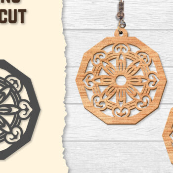 Intra απο ξύλο plywood  Χρώμα wenge 3mm-4mm πάχος - Σκουλαρίκια Mandala Lasercut BNDLES Δίασταση 3x3 cm INTRAFABR-108656368 - Image 6