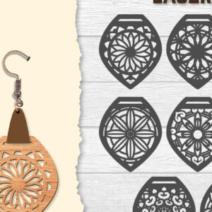 Intra απο ξύλο plywood  Χρώμα wenge 3mm-4mm πάχος - Σκουλαρίκια Mandala Lasercut BNDLES Δίασταση 3x3 cm INTRAFABR-108656400