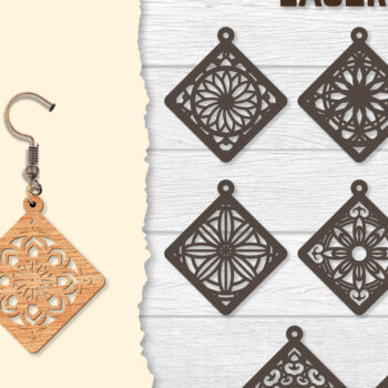 Intra απο ξύλο plywood  Χρώμα wenge 3mm-4mm πάχος - Σκουλαρίκια Mandala Lasercut BNDLES Δίασταση 3x3 cm INTRAFABR-108656419 - Image 1