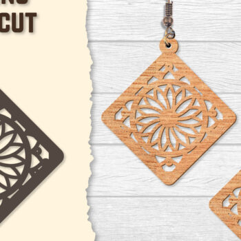 Intra απο ξύλο plywood  Χρώμα wenge 3mm-4mm πάχος - Σκουλαρίκια Mandala Lasercut BNDLES Δίασταση 3x3 cm INTRAFABR-108656419 - Image 2