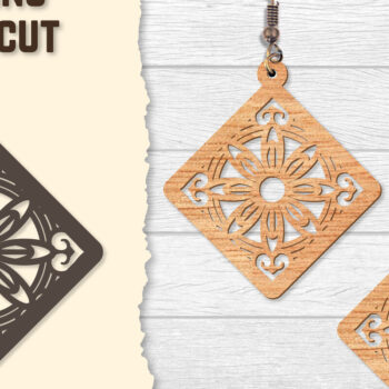 Intra απο ξύλο plywood  Χρώμα wenge 3mm-4mm πάχος - Σκουλαρίκια Mandala Lasercut BNDLES Δίασταση 3x3 cm INTRAFABR-108656419 - Image 6