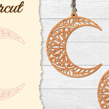 Intra απο ξύλο plywood  Χρώμα wenge 3mm-4mm πάχος - Σκουλαρίκι Moon Mandala Lasercut Δίασταση 3x3 cm INTRAFABR-109294671 - Image 1