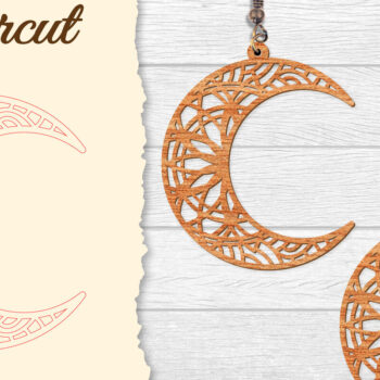 Intra απο ξύλο plywood  Χρώμα wenge 3mm-4mm πάχος - Σκουλαρίκια Moon Mandala Lasercut BNDLES Δίασταση 3x3 cm INTRAFABR-109520798 - Image 3