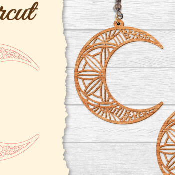 Intra απο ξύλο plywood  Χρώμα wenge 3mm-4mm πάχος - Σκουλαρίκια Moon Mandala Lasercut BNDLES Δίασταση 3x3 cm INTRAFABR-109520798 - Image 5