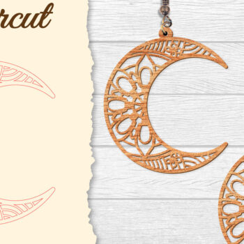 Intra απο ξύλο plywood  Χρώμα wenge 3mm-4mm πάχος - Σκουλαρίκια Moon Mandala Lasercut BNDLES Δίασταση 3x3 cm INTRAFABR-109520798 - Image 9