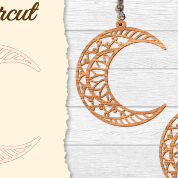 Intra απο ξύλο plywood  Χρώμα wenge 3mm-4mm πάχος - Σκουλαρίκι Moon Mandala Lasercut Δίασταση 3x3 cm INTRAFABR-109520868 - Image 1