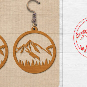 Intra απο ξύλο plywood  Χρώμα wenge 3mm-4mm πάχος - Σκουλαρίκι Mountain Lasercut Δίασταση 3x3 cm INTRAFABR-108278742 - Image 1