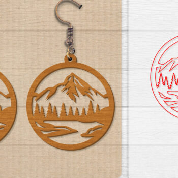 Intra απο ξύλο plywood  Χρώμα wenge 3mm-4mm πάχος - Σκουλαρίκι Mountain Lasercut Δίασταση 3x3 cm INTRAFABR-108278767 - Image 1