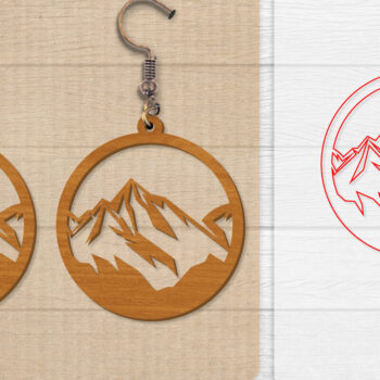 Intra απο ξύλο plywood  Χρώμα wenge 3mm-4mm πάχος - Σκουλαρίκι Mountain Lasercut Δίασταση 3x3 cm INTRAFABR-102035138 - Image 1