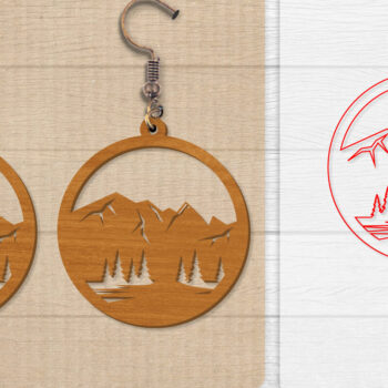 Intra απο ξύλο plywood  Χρώμα wenge 3mm-4mm πάχος - Σκουλαρίκι Mountain Lasercut Δίασταση 3x3 cm INTRAFABR-102035263 - Image 1