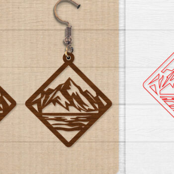 Intra απο ξύλο plywood  Χρώμα wenge 3mm-4mm πάχος - Σκουλαρίκι Mountain Lasercut BNDLE 12 Δίασταση 3x3 cm INTRAFABR-102035313 - Image 2