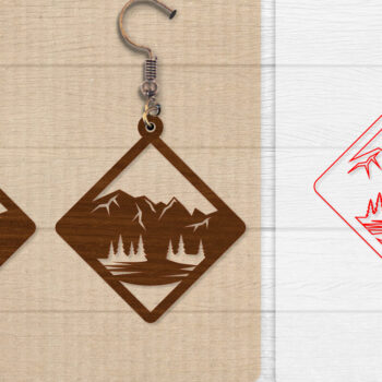 Intra απο ξύλο plywood  Χρώμα wenge 3mm-4mm πάχος - Σκουλαρίκι Mountain Lasercut BNDLE 12 Δίασταση 3x3 cm INTRAFABR-102035313 - Image 7