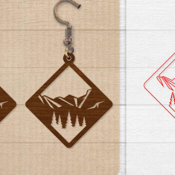 Intra απο ξύλο plywood  Χρώμα wenge 3mm-4mm πάχος - Σκουλαρίκι Mountain Lasercut BNDLE 12 Δίασταση 3x3 cm INTRAFABR-102035313 - Image 8