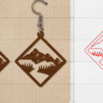 Intra απο ξύλο plywood  Χρώμα wenge 3mm-4mm πάχος - Σκουλαρίκι Mountain Lasercut BNDLE 12 Δίασταση 3x3 cm INTRAFABR-102035313 - Image 9