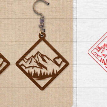 Intra απο ξύλο plywood  Χρώμα wenge 3mm-4mm πάχος - Σκουλαρίκι Mountain Lasercut BNDLE 12 Δίασταση 3x3 cm INTRAFABR-102035313 - Image 13