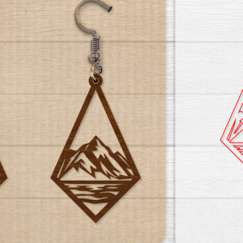 Intra απο ξύλο plywood  Χρώμα wenge 3mm-4mm πάχος - Σκουλαρίκι Mountain Lasercut BNDLE 12 Δίασταση 3x3 cm INTRAFABR-102035073 - Image 2