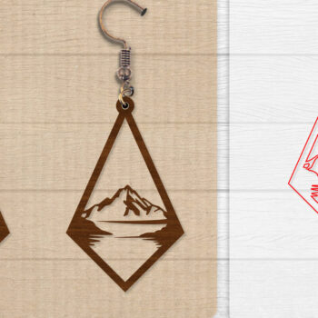 Intra απο ξύλο plywood  Χρώμα wenge 3mm-4mm πάχος - Σκουλαρίκι Mountain Lasercut BNDLE 12 Δίασταση 3x3 cm INTRAFABR-102035073 - Image 5