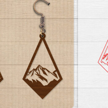 Intra απο ξύλο plywood  Χρώμα wenge 3mm-4mm πάχος - Σκουλαρίκι Mountain Lasercut BNDLE 12 Δίασταση 3x3 cm INTRAFABR-102035073 - Image 6