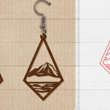 Intra απο ξύλο plywood  Χρώμα wenge 3mm-4mm πάχος - Σκουλαρίκι Mountain Lasercut BNDLE 12 Δίασταση 3x3 cm INTRAFABR-102035073 - Image 10