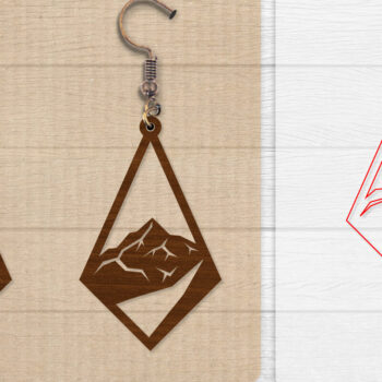 Intra απο ξύλο plywood  Χρώμα wenge 3mm-4mm πάχος - Σκουλαρίκι Mountain Lasercut BNDLE 12 Δίασταση 3x3 cm INTRAFABR-102035073 - Image 12