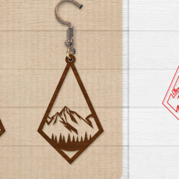 Intra απο ξύλο plywood  Χρώμα wenge 3mm-4mm πάχος - Σκουλαρίκι Mountain Lasercut BNDLE 12 Δίασταση 3x3 cm INTRAFABR-102035073 - Image 13