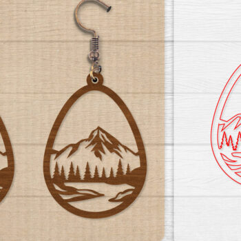 Intra απο ξύλο plywood  Χρώμα wenge 3mm-4mm πάχος - Σκουλαρίκι Mountain Lasercut BNDLE 12 Δίασταση 3x3 cm INTRAFABR-102035080 - Image 3