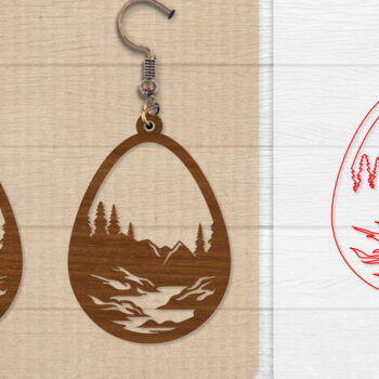 Intra απο ξύλο plywood  Χρώμα wenge 3mm-4mm πάχος - Σκουλαρίκι Mountain Lasercut BNDLE 12 Δίασταση 3x3 cm INTRAFABR-102035080 - Image 4