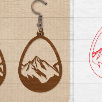 Intra απο ξύλο plywood  Χρώμα wenge 3mm-4mm πάχος - Σκουλαρίκι Mountain Lasercut BNDLE 12 Δίασταση 3x3 cm INTRAFABR-102035080 - Image 6