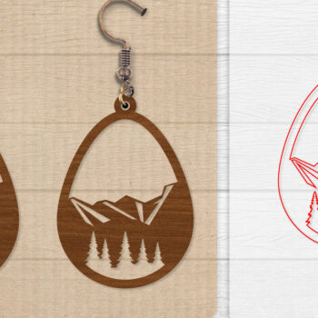 Intra απο ξύλο plywood  Χρώμα wenge 3mm-4mm πάχος - Σκουλαρίκι Mountain Lasercut BNDLE 12 Δίασταση 3x3 cm INTRAFABR-102035080 - Image 8