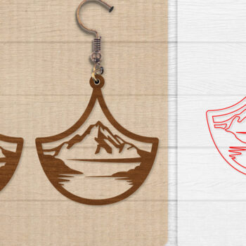 Intra απο ξύλο plywood  Χρώμα wenge 3mm-4mm πάχος - Σκουλαρίκι Mountain Lasercut BNDLE 12 Δίασταση 3x3 cm INTRAFABR-102035090 - Image 5