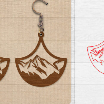 Intra απο ξύλο plywood  Χρώμα wenge 3mm-4mm πάχος - Σκουλαρίκι Mountain Lasercut BNDLE 12 Δίασταση 3x3 cm INTRAFABR-102035090 - Image 6