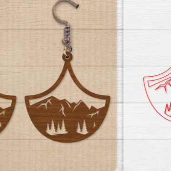 Intra απο ξύλο plywood  Χρώμα wenge 3mm-4mm πάχος - Σκουλαρίκι Mountain Lasercut BNDLE 12 Δίασταση 3x3 cm INTRAFABR-102035090 - Image 7