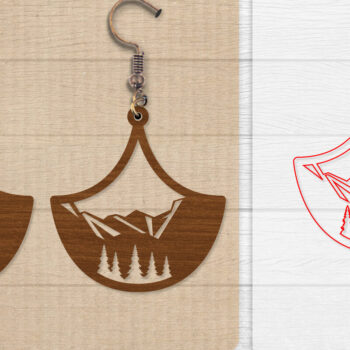 Intra απο ξύλο plywood  Χρώμα wenge 3mm-4mm πάχος - Σκουλαρίκι Mountain Lasercut BNDLE 12 Δίασταση 3x3 cm INTRAFABR-102035090 - Image 8