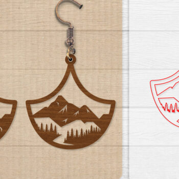 Intra απο ξύλο plywood  Χρώμα wenge 3mm-4mm πάχος - Σκουλαρίκι Mountain Lasercut BNDLE 12 Δίασταση 3x3 cm INTRAFABR-102035090 - Image 9