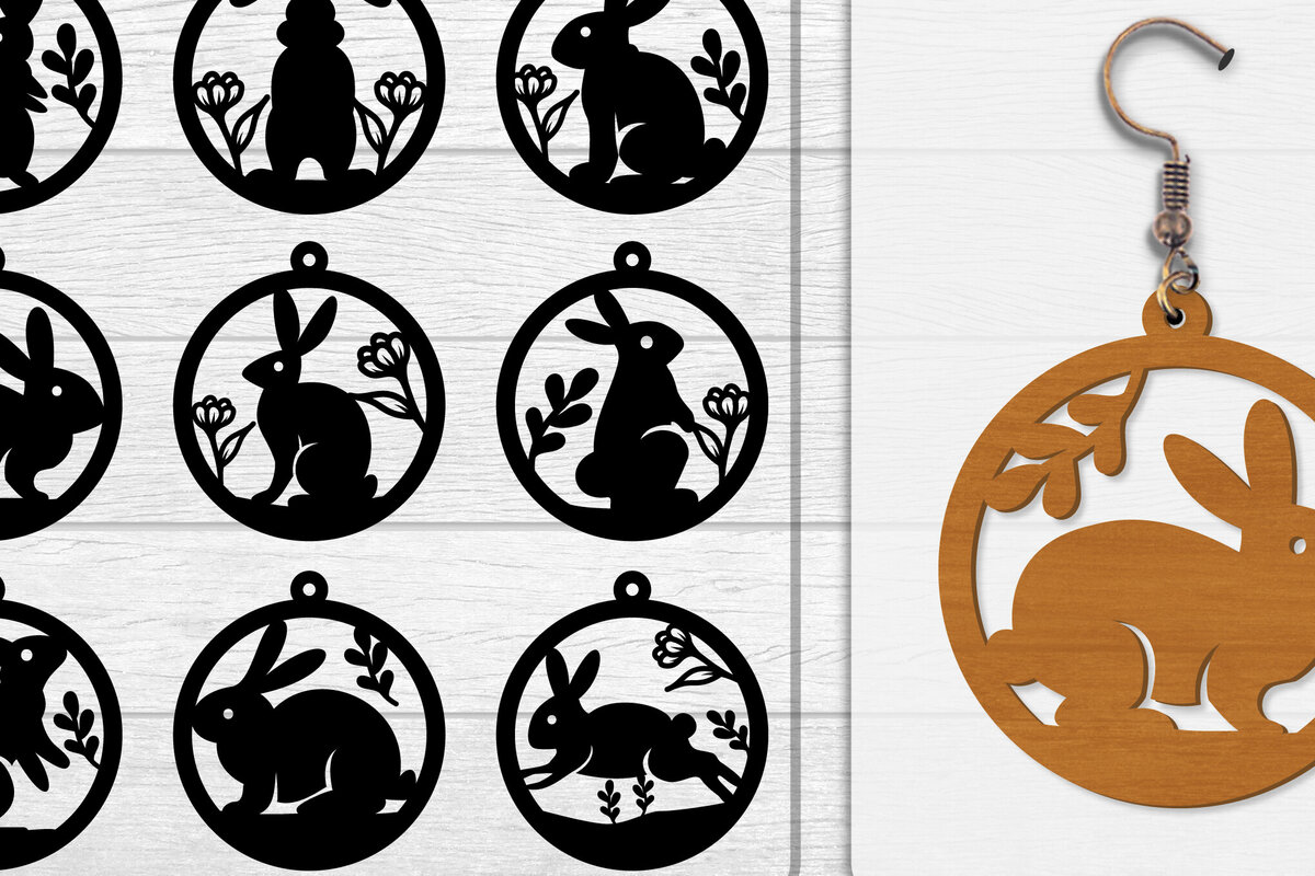 Intra απο ξύλο plywood  Χρώμα wenge 3mm-4mm πάχος - Σκουλαρίκι Rabbit Lasercut | Καλό Πάσχα Δίασταση 3x3 cm INTRAFABR-102035110