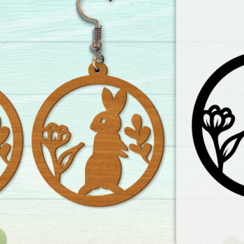 Intra απο ξύλο plywood Χρώμα wenge 3mm-4mm πάχος - Σκουλαρίκι Rabbit Lasercut | Καλό Πάσχα Δίασταση 3x3 cm INTRAFABR-102035110 - Image 2