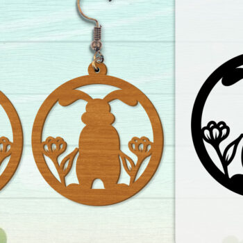 Intra απο ξύλο plywood Χρώμα wenge 3mm-4mm πάχος - Σκουλαρίκι Rabbit Lasercut | Καλό Πάσχα Δίασταση 3x3 cm INTRAFABR-102035110 - Image 3